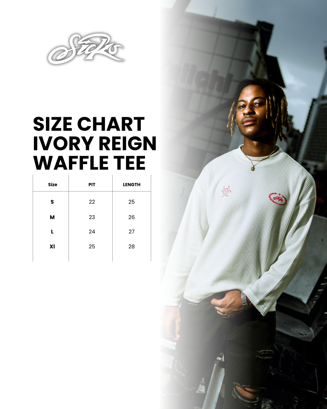 IVORY REIGN WAFFLE TEE