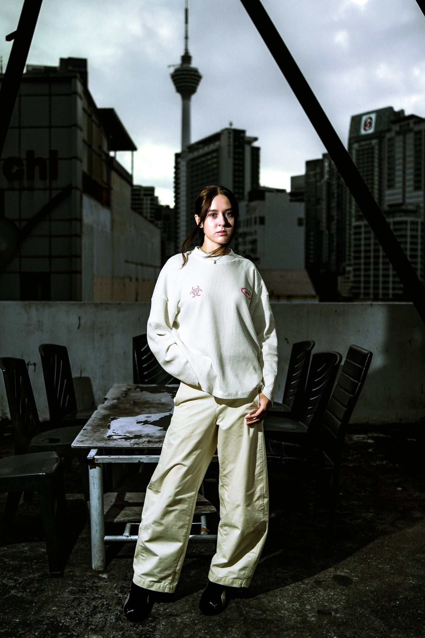 IVORY REIGN WAFFLE TEE